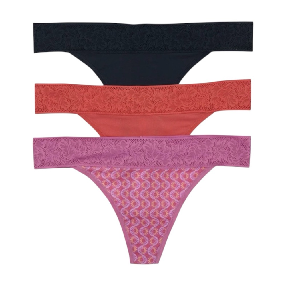 Joyspun Women's Modal and Lace Thong Panties, 3-Pack, Size XXXL /22